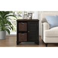 thumbnail image 4 of Black End Table with Storage Cabinet and Woven Baskets - Classic American Style, 4 of 10