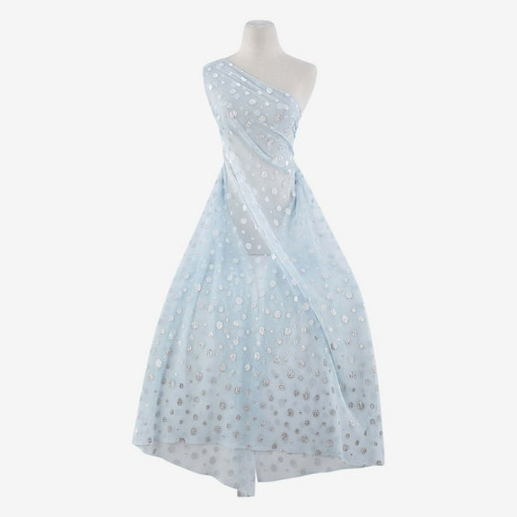 Zelouf Jemma Dot Foil Crinkle Mesh  , Sewing, DIY, Crafts Fabric by the Yard, Serene Blue, 3 Yard