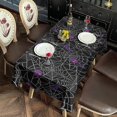 thumbnail image 2 of Halloween Spider Web with Purple Icons Rectangle Tablecloth 60"x102",Waterproof Polyester Rectangle Table Cloth, Wipeable Spillproof Polyester Tablecloth for Dining, Camping, Indoor and Outdoor, 2 of 6