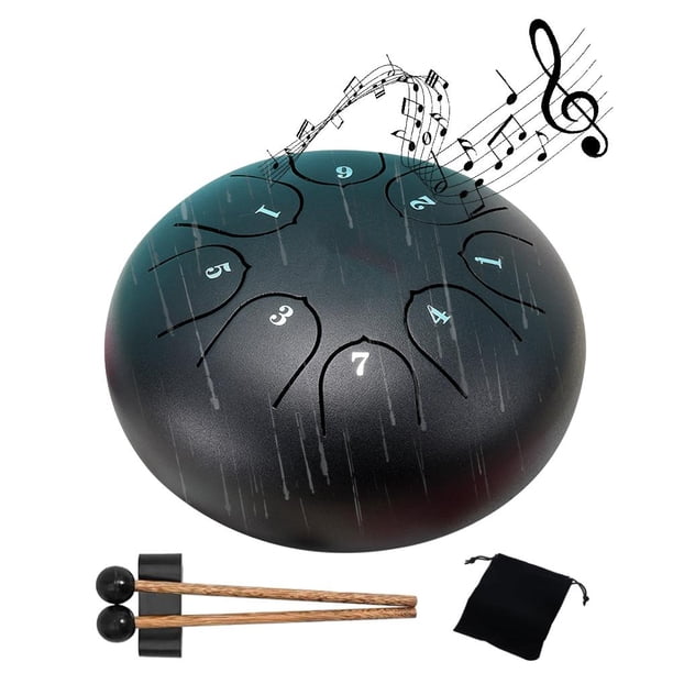 Tambour à Pluie Amkoskr 7,6 Cm 6 Notes - Instrument Méditation Yoga En Acier Avec Accessoires