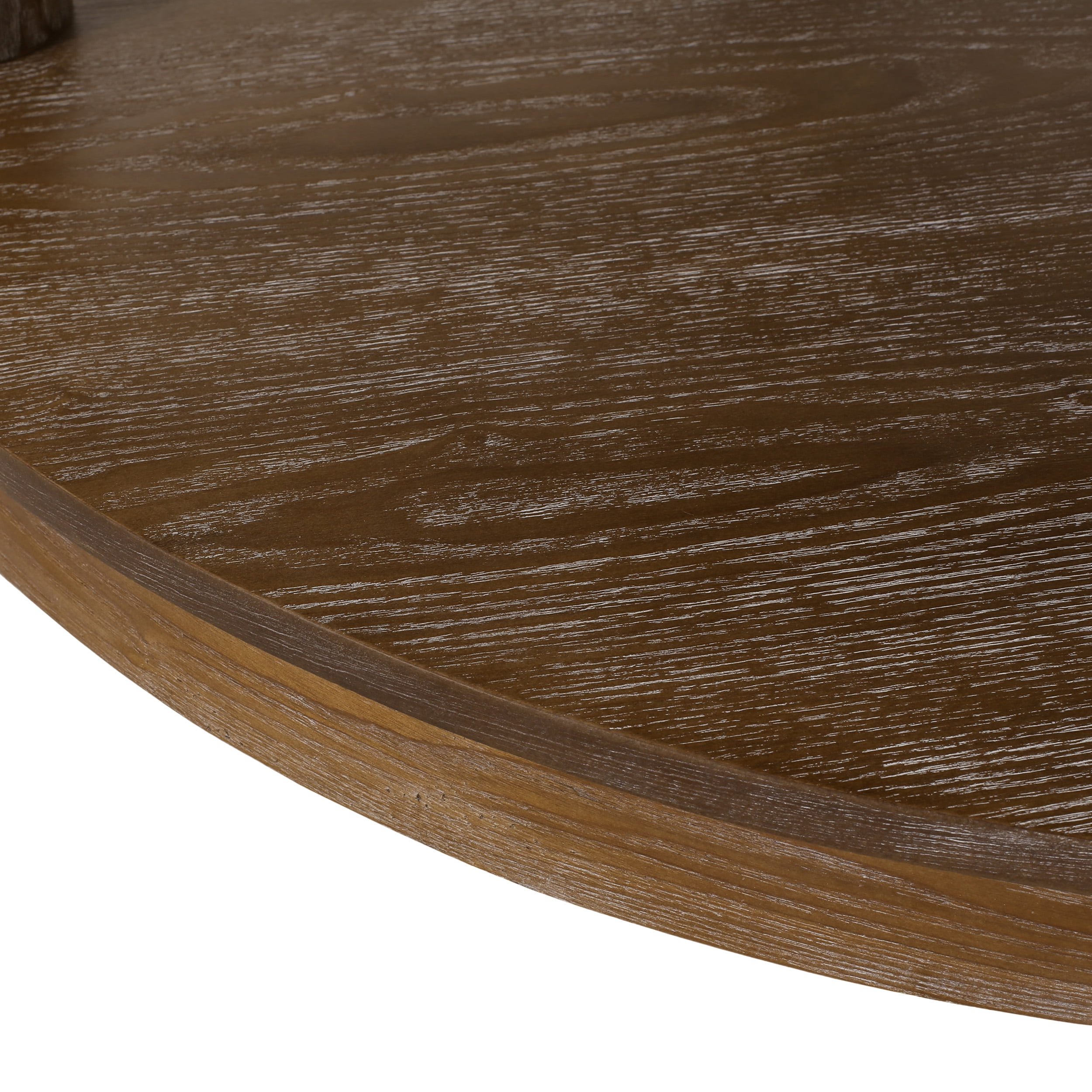 Noble House Levana Fabric and Wood Ottoman, Beige, Weathered