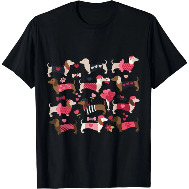 Playera para Mujer de Dálmata con Vestido y Corazones para San Valentín