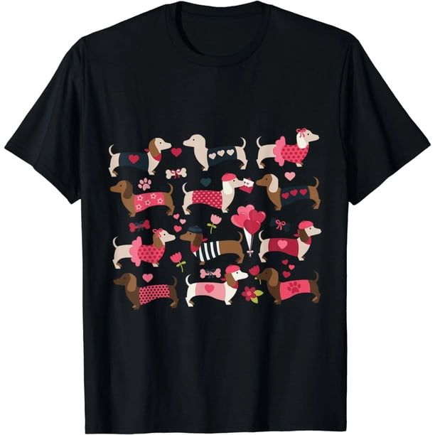 Playera para Mujer de Dálmata con Vestido y Corazones para San Valentín