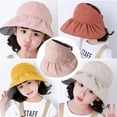 thumbnail image 5 of 50-54cm adjustable head circumference, summer children's empty top hat, foldable big brimmed sun hat, cute sunshade sun hat - Cherry blossom powder, 5 of 5