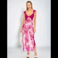 thumbnail image 4 of Vestidos Largos de Verano Y2K con Encaje, Retazos, , Estampado Floral, Escote Corazón, Espalda Descubierta y Abertura para Mujer Rosa Roja S, 4 of 7