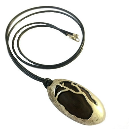 - New Filigree Wooden Antique Silver Alloy Pendant Vintage Designed Necklace, J-432-A