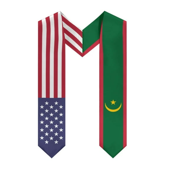 More design Graduation shawl Mauritania Flag & United States Flag Stole Sash Honor Study Aboard International Students