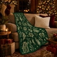 thumbnail image 3 of Green Christmas Village with Trees Snowflakes Houses and Moons, Festive Folk Art Style for Holiday Lovers, Warm Flannel Blanket for Living Room and Family Room, Christmas Gift, Home Decor, 3 of 9