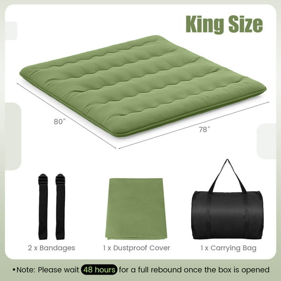 NNYYS King  Floor Mattress,Futon Mattress with Washable Cover & Storage Bag, Foldable Roll up Mattress Tatami Mat, Portable Sleeping Pad for Camping, Dormitory