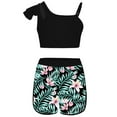 thumbnail image 4 of dPois Kids Girls Pcs Athletic Swimsuits Upf Rash Guard Coat Ruffles Crop Top With Bottoms Black 12, 4 of 6
