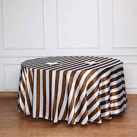 

120 in Gold and White Stripes Satin Round Tablecloth