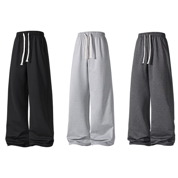 Havenx Men's Baggy Wide Leg Sweatpants Wide Leg Drawstring Jogger Pants with Side Pockets Elastic Waist Track Pants Lightweight Loose Fit Athletic Relaxed Lounge Streetwear,Dark Gray XL