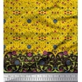 thumbnail image 2 of Soimoi Rayon Crepe Fabric Floral & Leaves Panel Printed Craft Fabric by The Yard 46 Inch Wide, 2 of 3