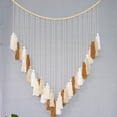 thumbnail image 4 of Tapiz tejido de macramé con borlas, fondo bohemio, decoración para colgar en la pared Marrón, 4 of 8
