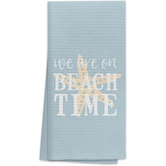 Set Of 2 Beach Theme Kitchen Towels – 16x24 Inch Waffle Weave Polyester, Quick-Dry Dish Towels | Summer Coastal Decor For Kitchen Or Bathroom