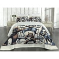 thumbnail image 2 of Ambesonne Musician Animals Quilted Coverlet 3 Pcs, Wolf Bear Monkey, Queen Size, Lavender Blue Brown White, 2 of 4