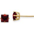 thumbnail image 1 of 14K Yellow Gold 5mm Princess Cut Garnet Earrings (6 X 6) Made In United States xe61ga, 1 of 5