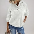 thumbnail image 2 of Sherpa Hoodies for Women Fall Winter Cozy Warm Lightweight Button Pullover Plain Hooded Fleece Sweater Fuzzy Tops (XL, White), 2 of 7