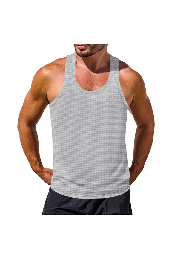Men's Stringer Tank Tops Knit Slim Fit Scoop Neck Vest Sleeveless Gym Workout Bodybuilding Fitness Muscle T Shirts, S-3XL