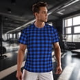 thumbnail image 3 of Wukai Buffalo Plaid Blue Black Print Men's Short-Sleeved Mesh T-Shirt,Quick-Dry Short Sleeve Workout T-Shirt-XX-Large, 3 of 8