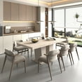 thumbnail image 3 of 78" Extendable Dining Table for 10 people, Rectangle Kitchen Table with Solid Leg and Veined Travertine Pattern, Farmhouse Dinner Table with for Living Room, Conference Room, White, 3 of 7