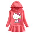 thumbnail image 3 of Hello Kitty nuevo otoño niños algodón Casual Sudadera con capucha vestido lindo estampado de dibujos animados Simple hoja de loto dulce vestido de niña, 3 of 5