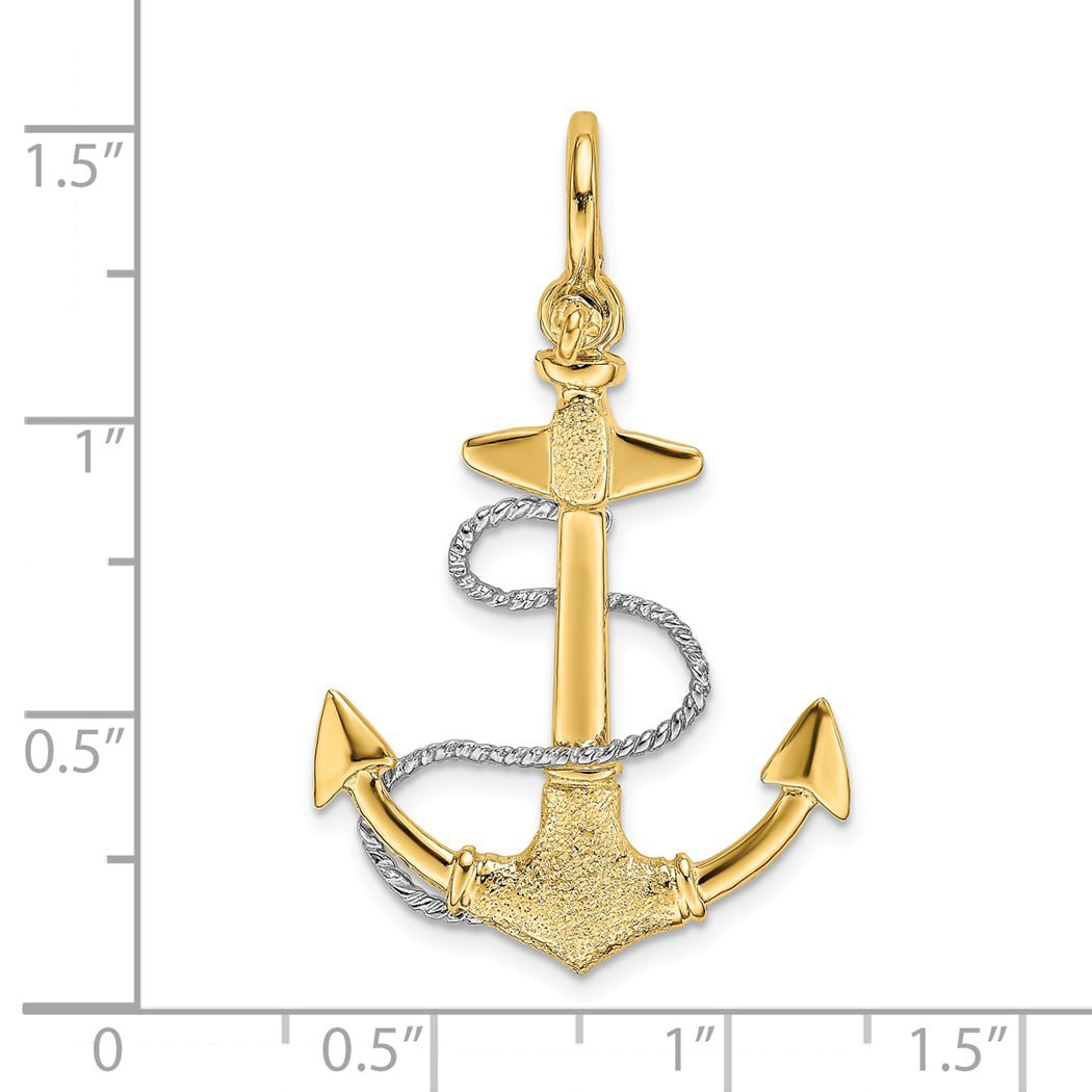 14K Yellow Gold Anchor with Rope 3-D Pendant on an Adjustable 14K Yellow Gold Chain Necklace 