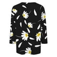 thumbnail image 5 of T-Shirt à Manches Courtes pour Femmes Liquidation T-Shirt en Chiffon pour Femmes Blouses pour Femmes Chic Décontracté Chic Col Rond Manches 3/4 Hauts Été Chemises à Imprimé Floral Coupe Décontractée Tee, 5 of 5