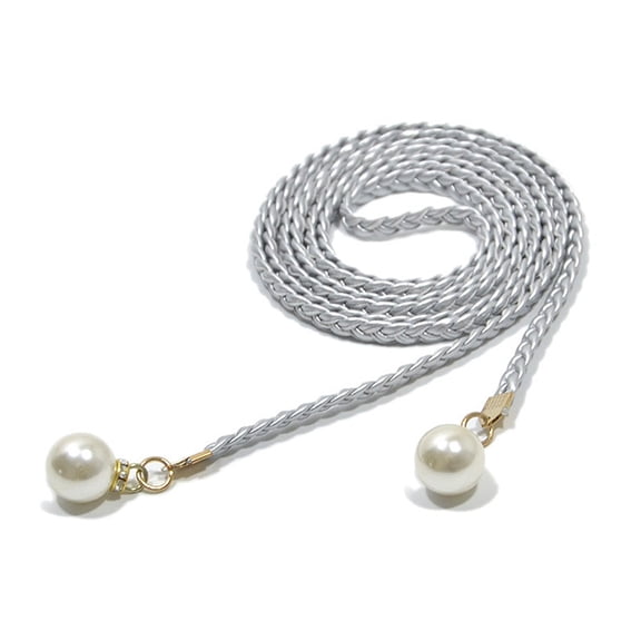 Yauxim Waist Rope Delicate Pearl Decors Waist Belt Women Weave Braided Belt Thin Waistband Colorful Knot Vintage