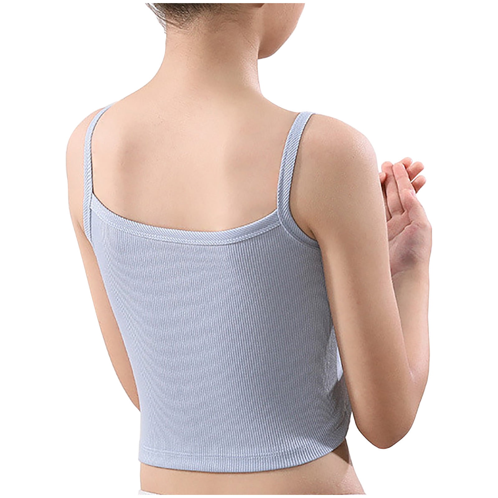 Underwear for Girls Girls' Cropped Cami Tops Slim Fitting Tank Underwear Bra Teen Underwear Blue L