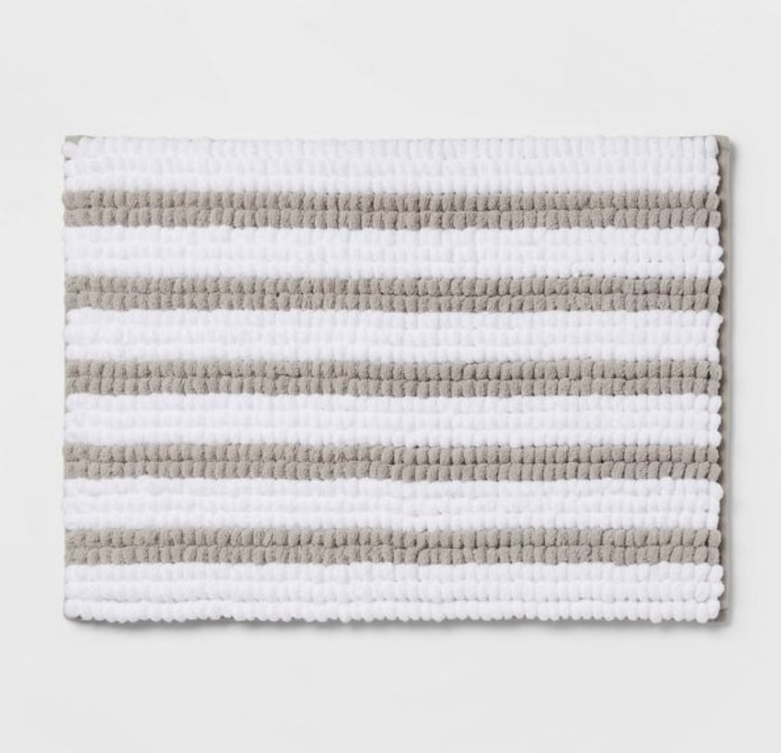 Chunky Chenille Memory Foam Bath Rug, Soft Chenille Bath Mat Bathroom