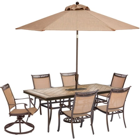 Get The Hanover Fontana 7 Piece Outdoor Dining Set Weatherproof Garden Lawn Patio Furniture With Stationary Chairs Swivel Rockers Tile Top Table Umbrella And Stand From Now Accuweather Get The Hanover Fontana 7 Piece Outdoor, Tile Outdoor Patio Set