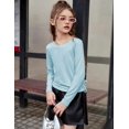 thumbnail image 6 of Arshiner Girls Long Sleeve T-Shirts Ruched Knot Side Tunic Blouse Tee Tops, 6 of 7