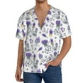 thumbnail image 7 of Lsque Lavender Bicycle print Men's Cuban Collar Short Sleeve Shirt Summer Beachwear Casual Button Down Fashionable Vacation Leisure Shirt-X-Large, 7 of 7