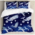 thumbnail image 3 of Ambesonne Whale Fishes and Planets Hovering amongst Stars in Outer Space Cosmos Illustration Duvet Cover Set, 3 of 3