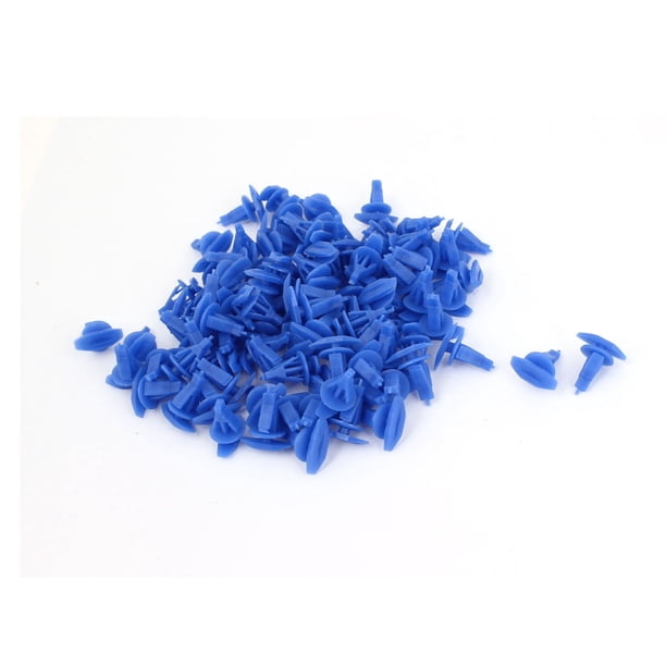 100Pcs Remaches de Plástico Azul, 4mm X 6mm X 9mm Grapa de Sujeción Clip