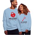 thumbnail image 2 of ZCFZJW Valentines Day Heart Lock and Key Print Long Sleeve Crewneck Sweatshirts for Couples Lightweight Casual Graphic Holiday Tees Shirt Trendy His Her Matching Outfit Clothes Navy Men-M, 2 of 6