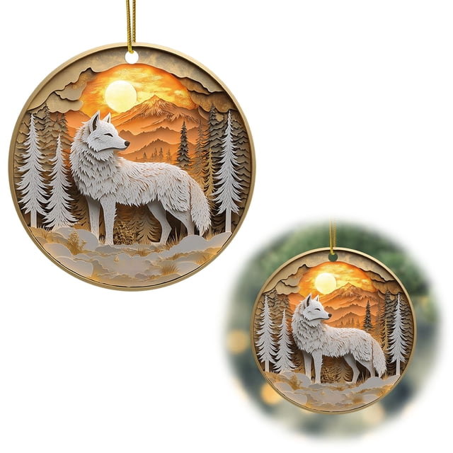 Xihbxyly Adorno para Coche de Búho y Lobo, Colgante Acrílico Personalizado, Regalo Festivo, Adorno con Temática Forestal, Ideal para Colgar En El Árbol de Navidad, Ideal para Amantes de Los Búhos y L
