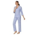 thumbnail image 3 of Aria 3/4 Sleeve 100% Cotton Notch Collar Pajama Set with Pockets, Women's Sizes S- 4X, 3 of 6
