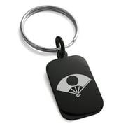 Stainless Steel Satake Samurai Crest Engraved Small Rectangle Dog Tag Charm Keychain Keyring