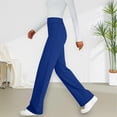 thumbnail image 6 of Womens Casual Work Dress Pants Wide Leg Yoga Pants Lounge Slacks Trousers High Waist Comfy Loose Trousers with Pockets Blue, 6 of 8