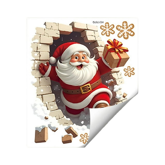 Pegatinas de pared navideñas, calcomanías de pared de Papá Noel, decoración navideña, arte de pared Estilo A