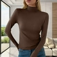 thumbnail image 2 of Thermal Tops for Women Long Sleeve Tight Shirt turtleneck Undershirts Fitted Tops Fall Clothing Womens Clothes, 2 of 4