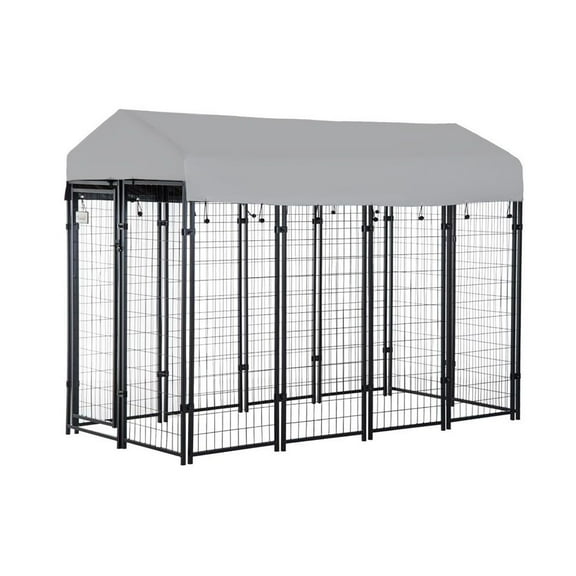 Garden Winds Custom Fit Replacement Canopy Top Cover Compatible with The PawHut USD02-0120131 8’ x 4’ x 6’ Pet Dog Kennel Playpen - Upgraded Performance RipLock 350 Fabric - Slate Gray