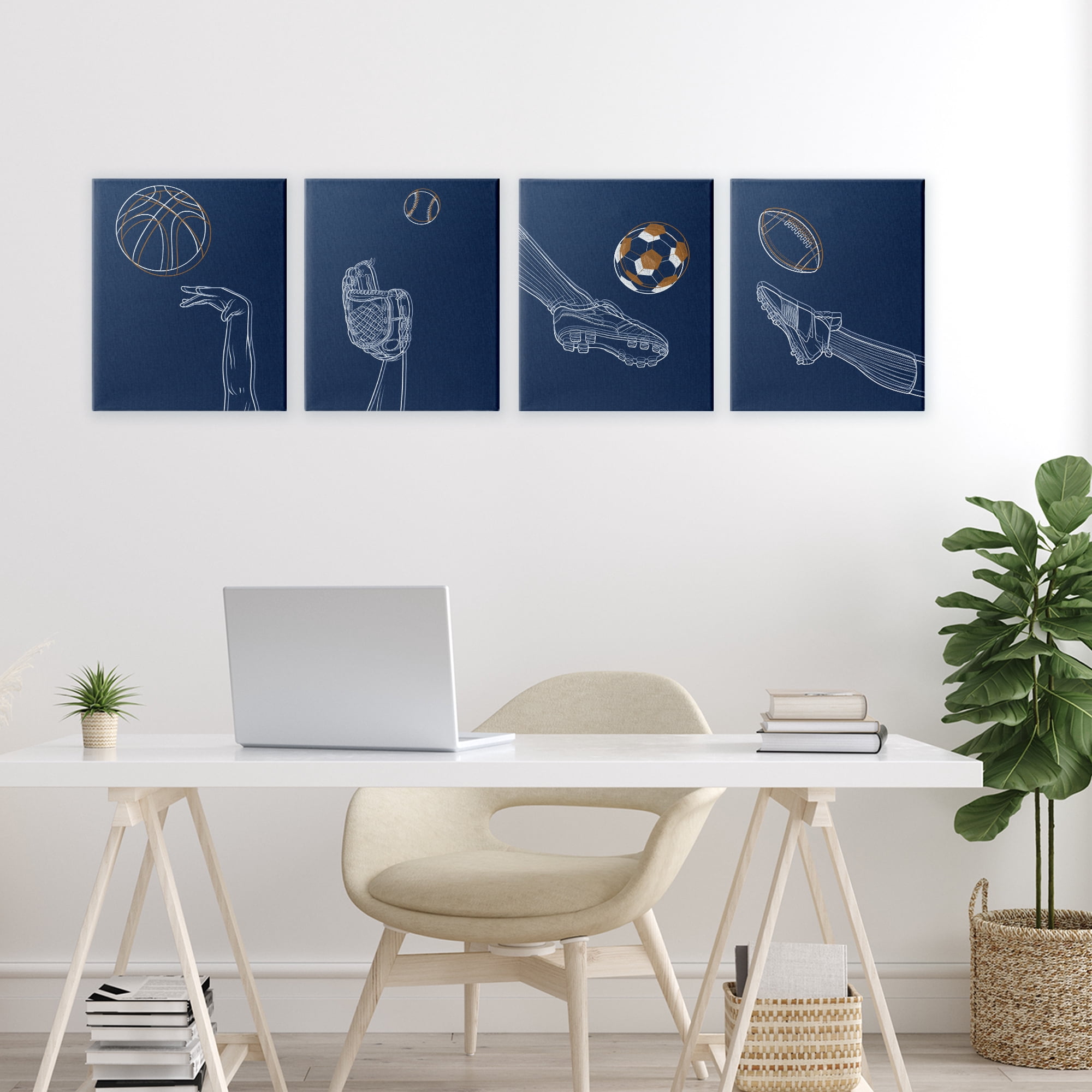 Stupell Industries Sports In Action Contour 4 Piece Canvas Wall Art Set, design by Marcus Prime