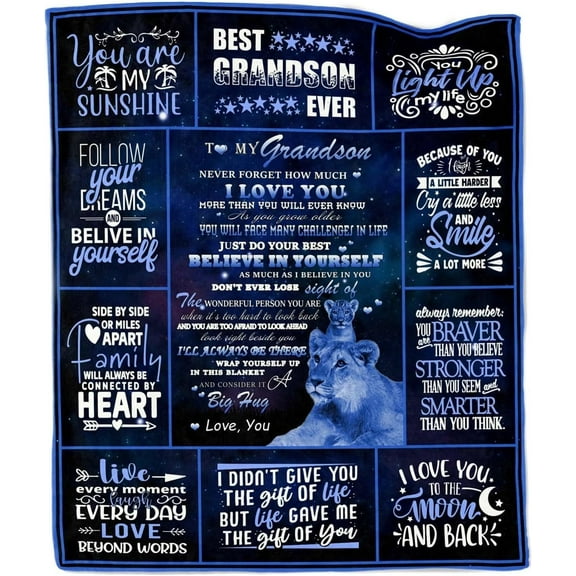 Grandson Gifts from Grandma Grandpa, Gifts for Grandson Blanket, Birthday Gifts for Grandson, Grandson Gifts from Grandparents, Grandson Birthday Graduation Gifts Throw Blanket 50"X60"