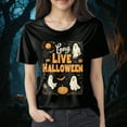 thumbnail image 2 of Godom Halloween Teacher Shirts for Women Ghost Reading Books Shirt Funny Tee Halloween Party Short Sleeve Tops, 2 of 4