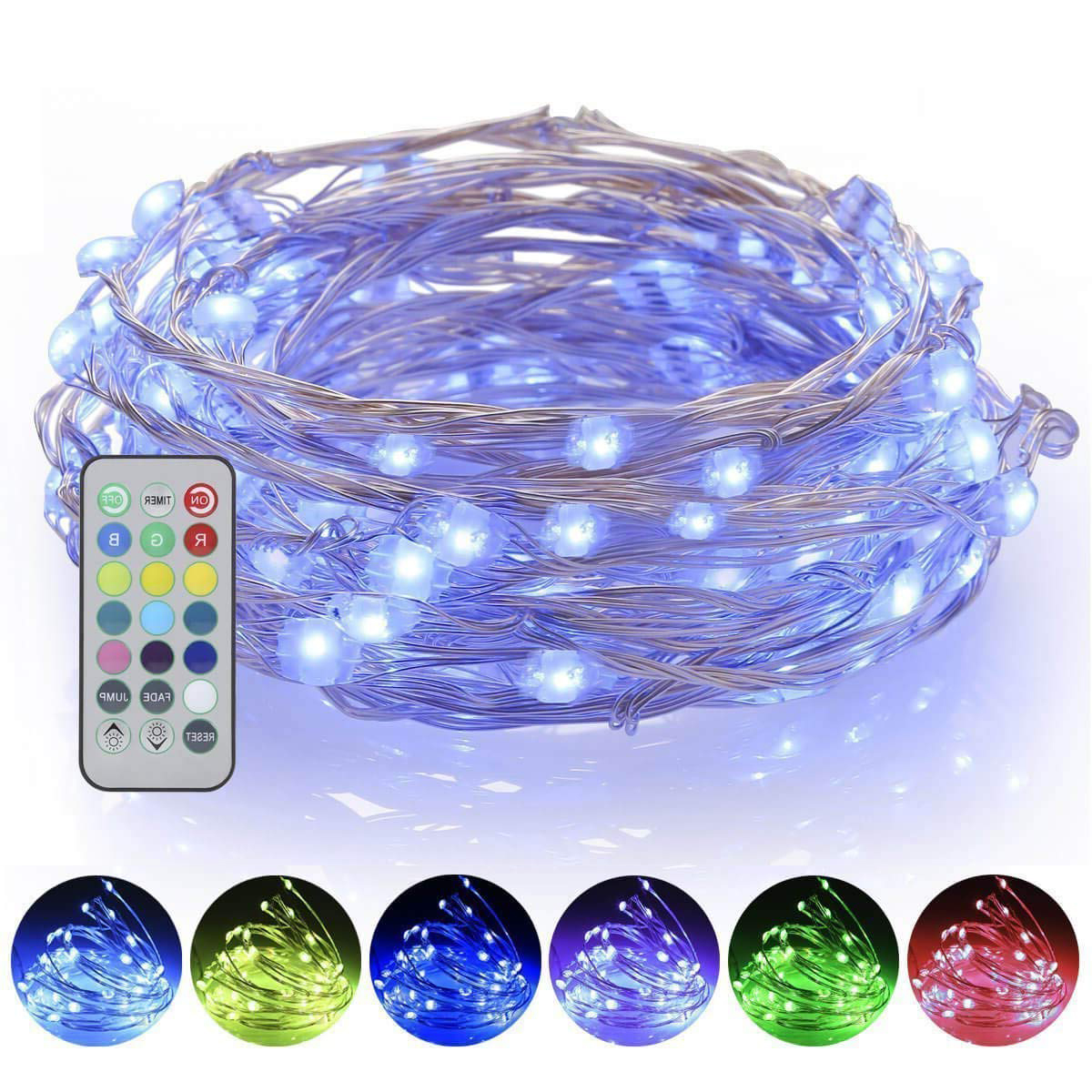 Dimmable String Lights, 16ft 50 LED Battery Powered Multi Color
