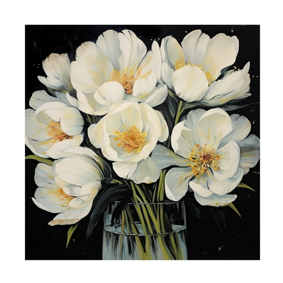 Canvas Wall Art - Sasha 'White Tulips 2' Wall Art for Living Room, Bedroom, or Office Décor by Trademark Fine Art - 14 x 14 Inches