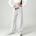 thumbnail image 2 of oqasdz Letter Print Girls Wide Leg Pants Drawstring Trousers for Youth Sports Fashion Durable Fit Casual Outdoor, 2 of 4